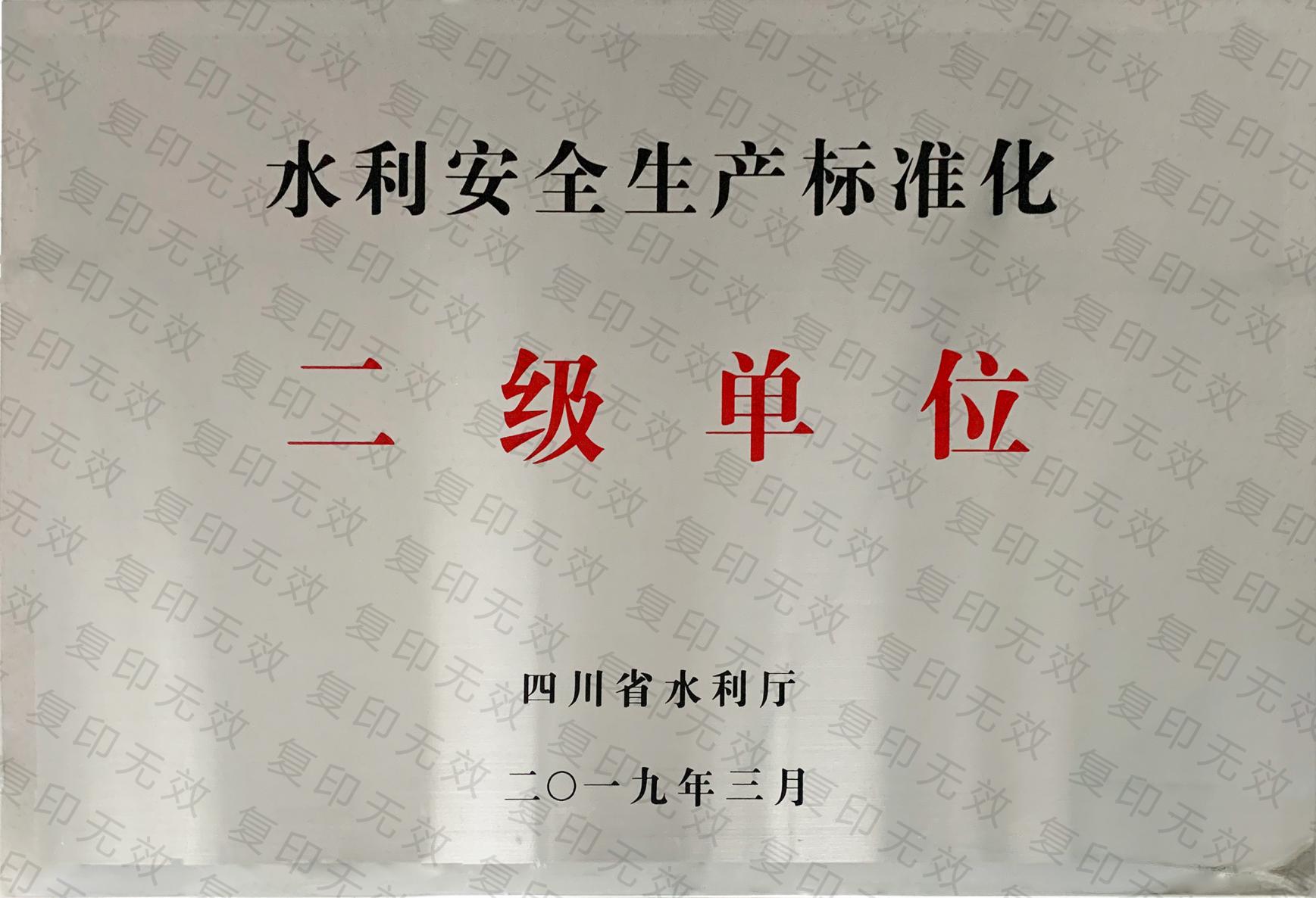 水利安全生產(chǎn)標準建設二級單位   